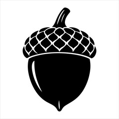 Acorn with Detailed Cap and Curved Stem © IndahSuryati