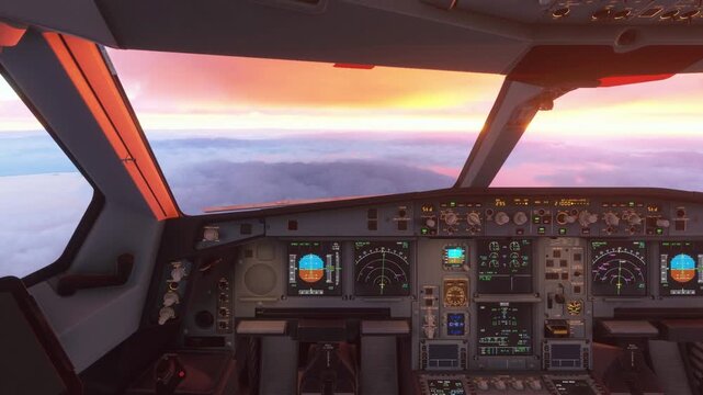 Stunning Sunset View From Inside An Airplane Cockpit