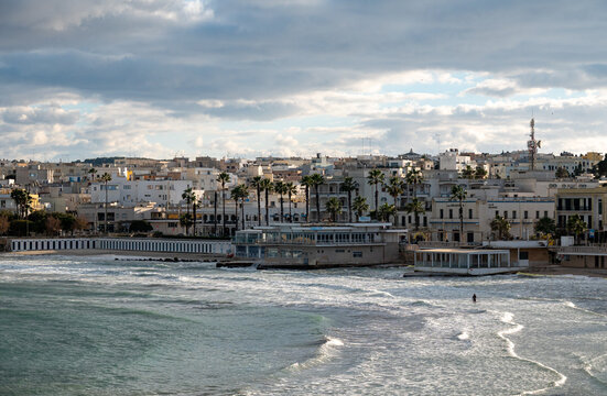 The shoreline and breakwaters next to Lungomare degli Eroi promenade, Otranto
