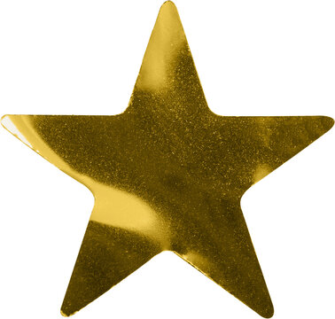 Gold Foil Star Sticker Isolated on White Background