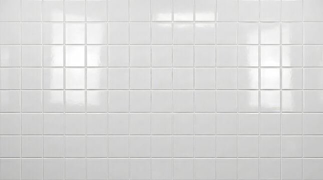 White Glossy Square Tiles in a Grid Pattern