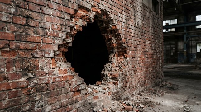 Damaged Brick Wall Architecture