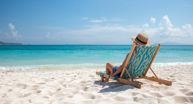 Relax beach vacations, Spacious nothingness conjures distant coasts gentle tides refreshing essence instilling light carefree spirit with copy space on the left