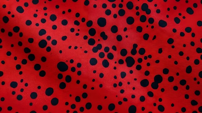 red fabric with black polka dots pattern background textured surface design material illustration