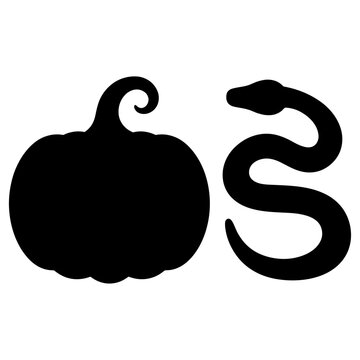 Halloween pumpkin and snake silhouette vector icon set for spooky holiday designs, banners, and graphic templates