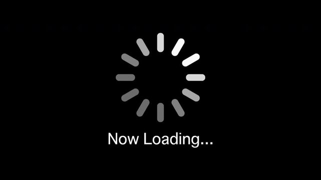 Circular Bar Spinner with Now Loading Text Animation_Transparent Background