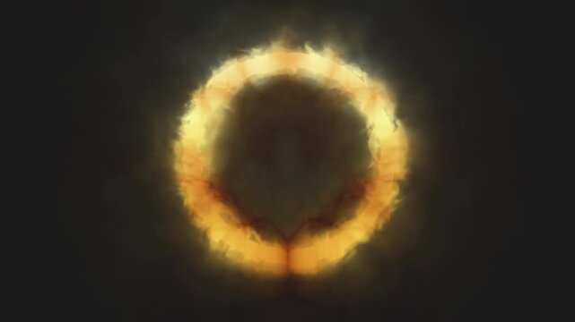 Seamless Fire Ring Loop with Glowing Flame Circle and Smoke, 4K