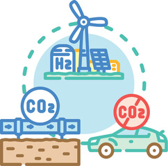 Obraz premium Global efforts reducing greenhouse gas emissions and carbon footprint, balancing energy consumption with environmental impact for sustainable future development and a healthy planet