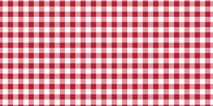 Red Gingham Seamless Pattern Plaid Fabric Vector Background