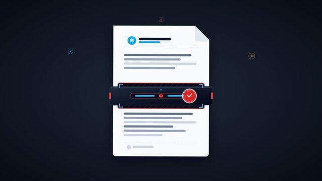 Animated digital document UI overlay with vector selection tool motion