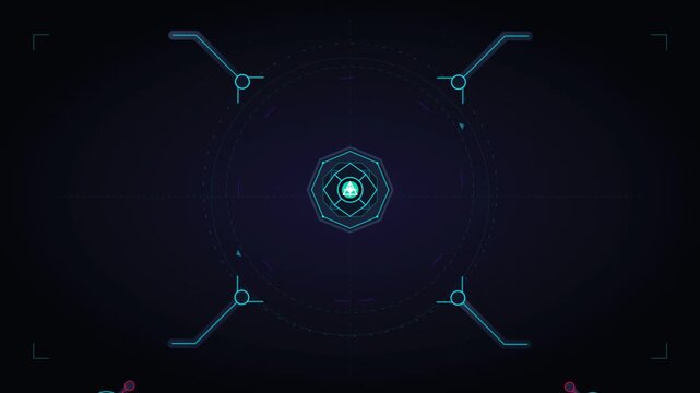 Futuristic sci fi HUD vector UI animation with expanding geometric shapes
