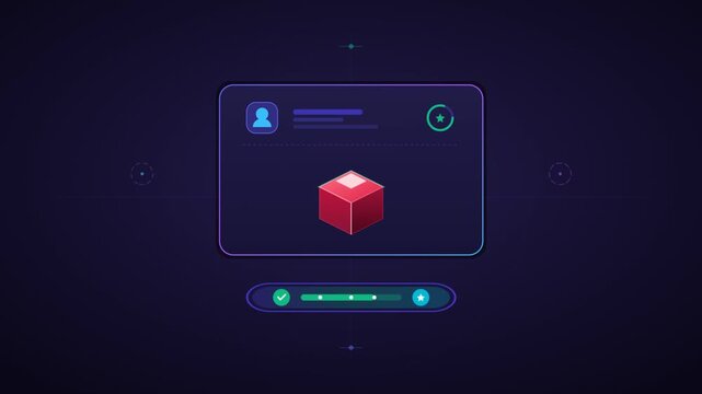 Isometric red cube drops into container vector dashboard animation