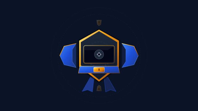 Animated vector badge user interface morphing from star to checkmark