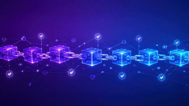 Connected hexagonal technology structure represented with connected data elements across a modern digital interface