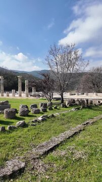 Ancient Ruins of Palace at the Archaeological Site of Aigai, Vergina, Central Macedonia, Greece