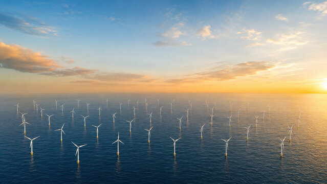 Wind farm representing renewable resources environmental stewardship low carbon innovation and responsible sustainable development