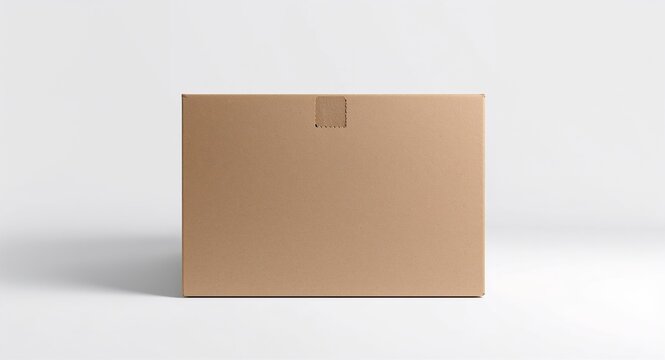 High fidelity shot of a closed cardboard box positioned against a pure white backdrop with balanced diffuse lighting subtle shadowing and visible seam closure to showcase packaging robustness