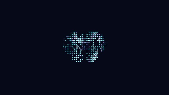 Pixel Quantum AI Brain Artificial Intelligence Core Futuristic Neural Network Seamless Loop Animation