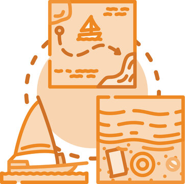 Vacation concept. Leisure tourism, adventure lodging, beach relaxation icon vector illustration