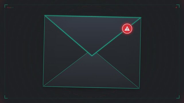 Digital Email Message Notification Featuring a Warning Alert Icon in a Cyber Security Interface
