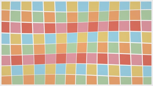 Colorful wavy grid tiles moving in a seamless abstract pattern