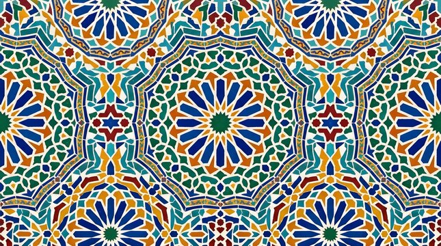 Intricate Traditional Moroccan Mosaic Tile Pattern Design.