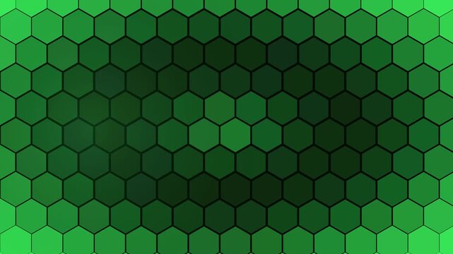 Green hexagonal honeycomb pattern with pulsating light animation