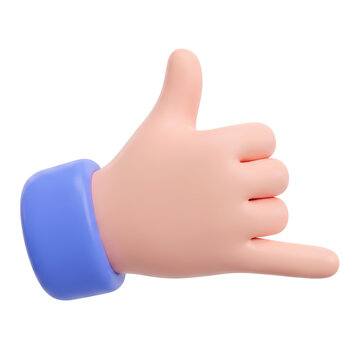 3d hand icon making a call me gesture isolated on white background, illustration