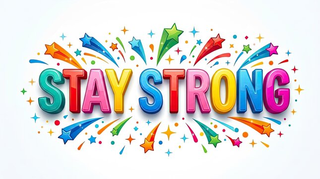 Colorful splash art with the words stay strong for motivation and encouragement