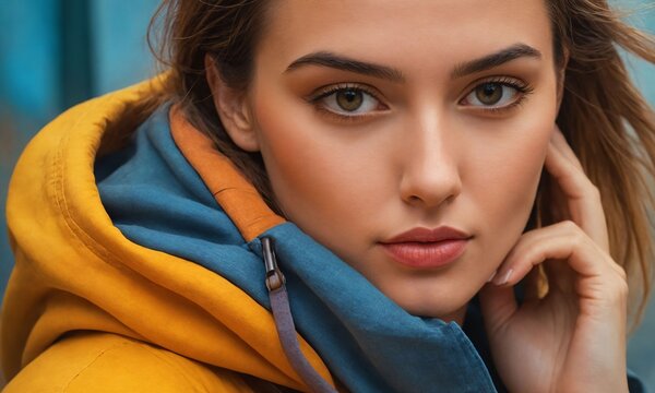 淡い表情の女性のポートレート、明るい背景なし