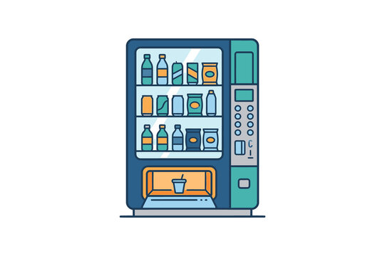 Vending Machine Flat Vector Illustration