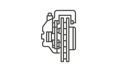 Obraz premium Industrial Black and White Line Art Print of a Human Head with Circuit Board Design Overlay with high quality professional line art symbols for modern creative design and digital branding projects