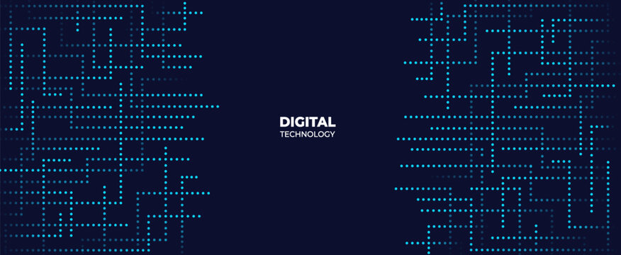 Technology background with moving lines and dots. Concept of digital data, artificial intelligence, and big data. Vector illustration.
