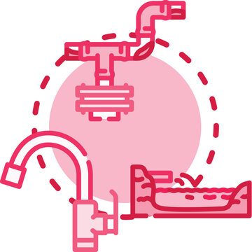 Plumbing issues causing water leaks from a dripping faucet and a broken pipe overflowing into water, illustrating the importance of timely detection and repair for resource conservation
