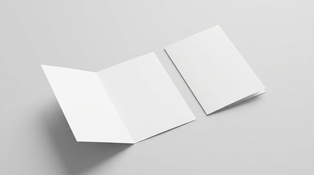 Blank Tri Fold Brochure Mockup on a Light Gray Background.