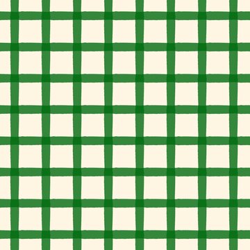 Seamless Green Gingham Plaid Pattern on White Background