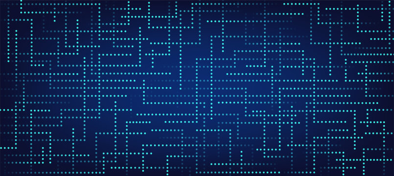 Technology background of lines and dots. Concept of digital data, artificial intelligence, big data.
