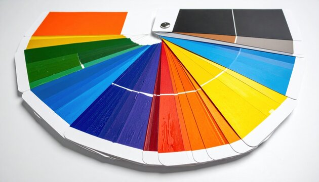 Wide Spectrum of Abstract Acrylic Paint Swatches in a Circular Fan Layout