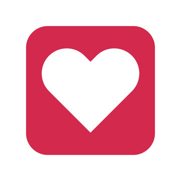 Red Social Media Like Icon Heart Symbol Isolated on White Background