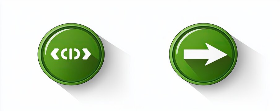 Two round green buttons with white icons
