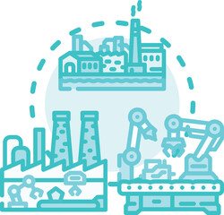 Obraz premium Connected factory concept showing manufacturing automation, robotics, and integrated digital systems for efficient industrial production and control