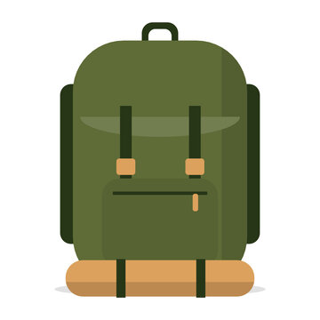 Olive green travel backpack with bedroll