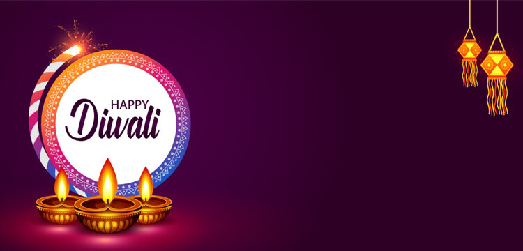 Happy Diwali Greeting Card with Decorative Diya Lamp and Traditional Indian Festival Design
