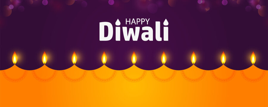 Happy Diwali Greeting Card with Decorative Diya Lamp and Traditional Indian Festival Design