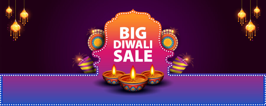 Big Diwali Sale  Poster with Decorative Diya and Colorful Festive Design