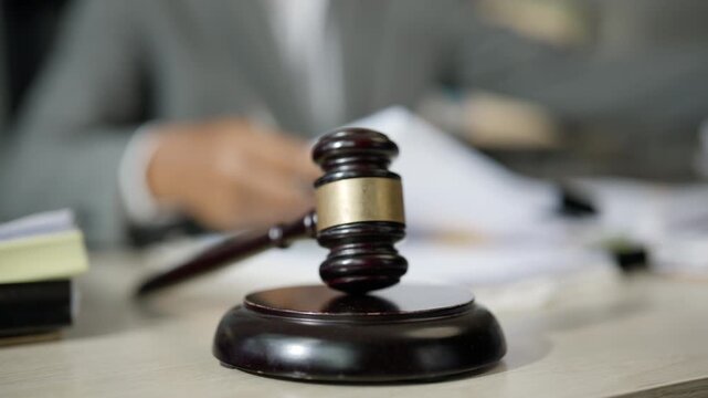 Judge Gavel on Legal Documents in Professional Law Office