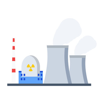 Flat nuclear power plant with reactor dome and steam