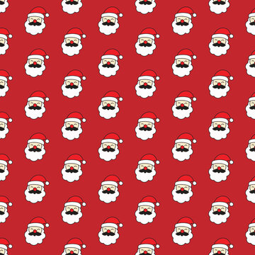 Seamless christmas pattern featuring smiling santa claus faces