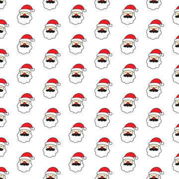 Seamless christmas pattern featuring smiling santa claus faces