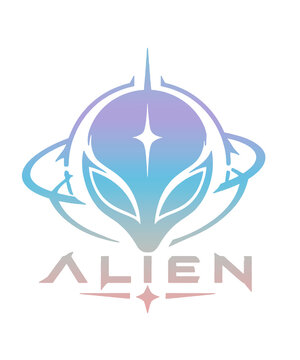 Futuristic Alien Head Mascot Logo and Sci-Fi Badge